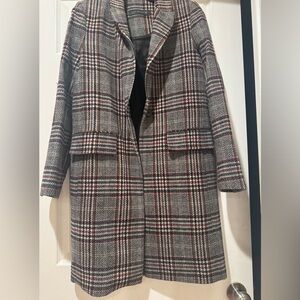 Plaid Wool Blend Coat